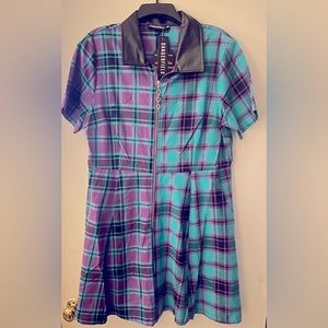 Dangerfield Zip Front Plaid Punk Dress